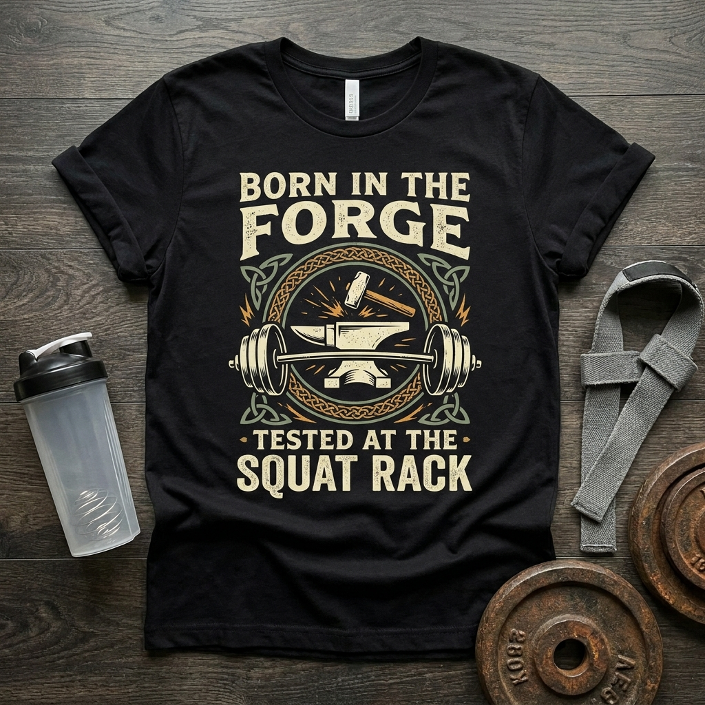 Born in the Forge, Tested at the Squat Rack t-shirt